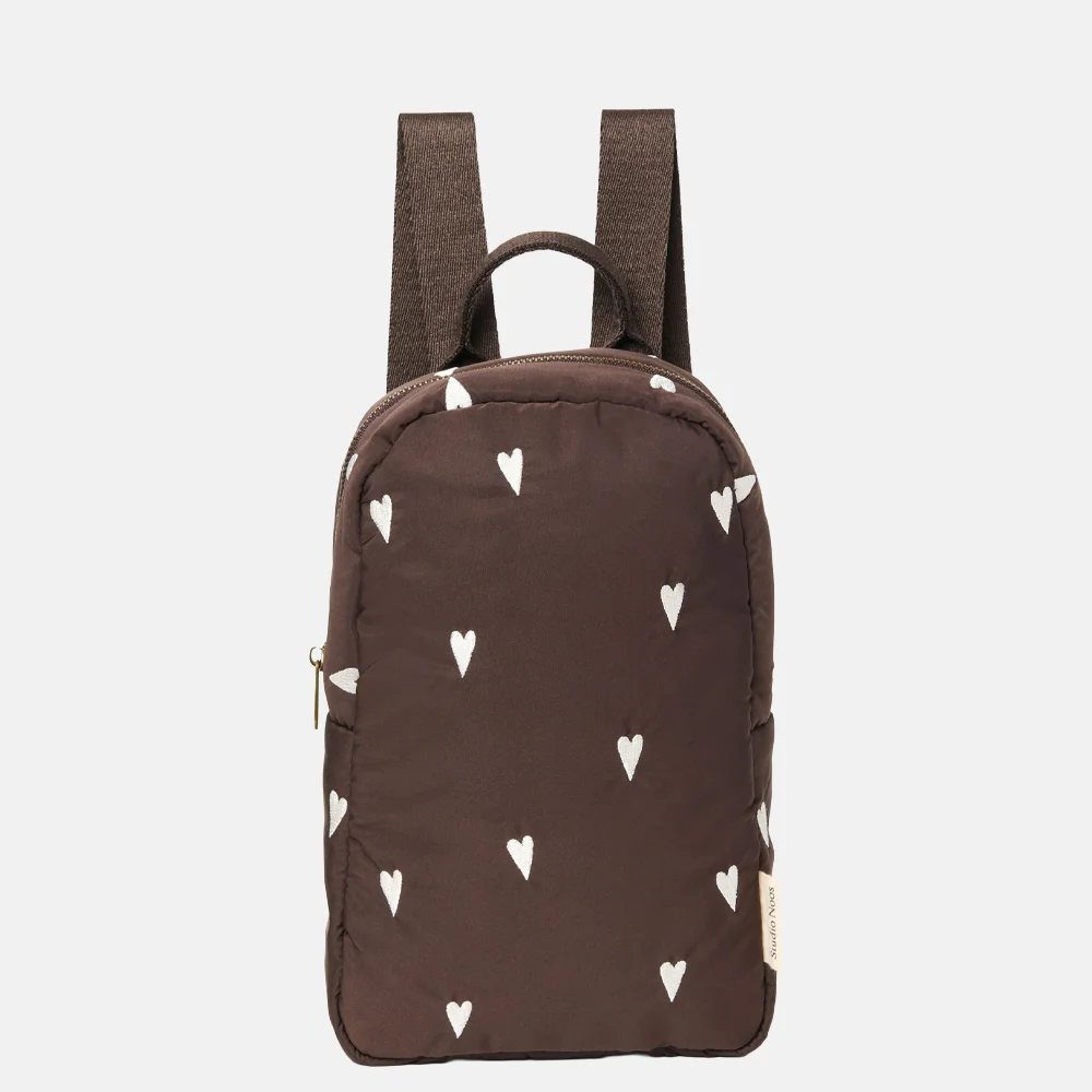 Studio Noos Puffy Mini backpack kinderrugzak brown hearts
